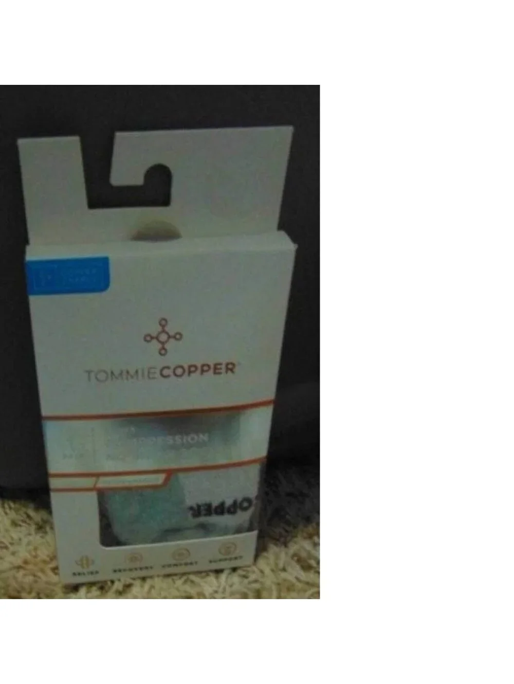 Tommy Copper Compression Socks Womens White No Show Large Stretch Cushioned Zinc
